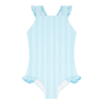 Pacific Blue Stripe Crossover One Piece
