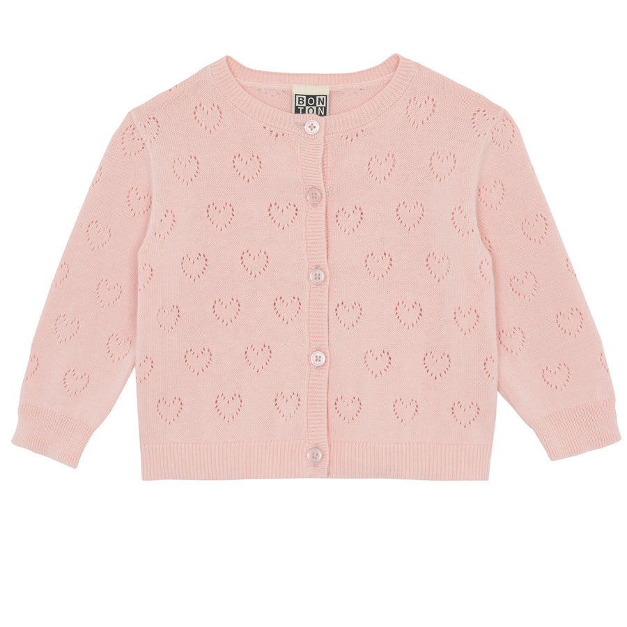 Lilet Pink Heart Knitted Cardigan