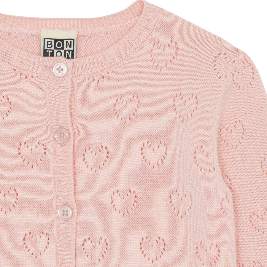 Lilet Pink Heart Knitted Cardigan