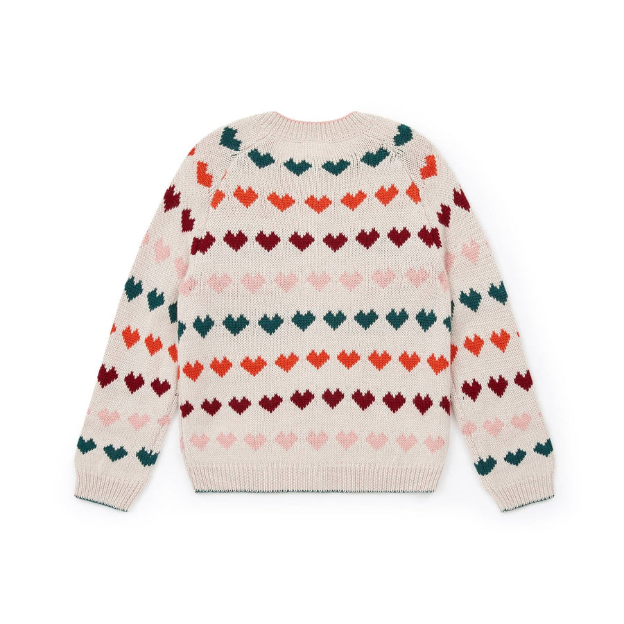 Multicolor Knit Heart Cardigan