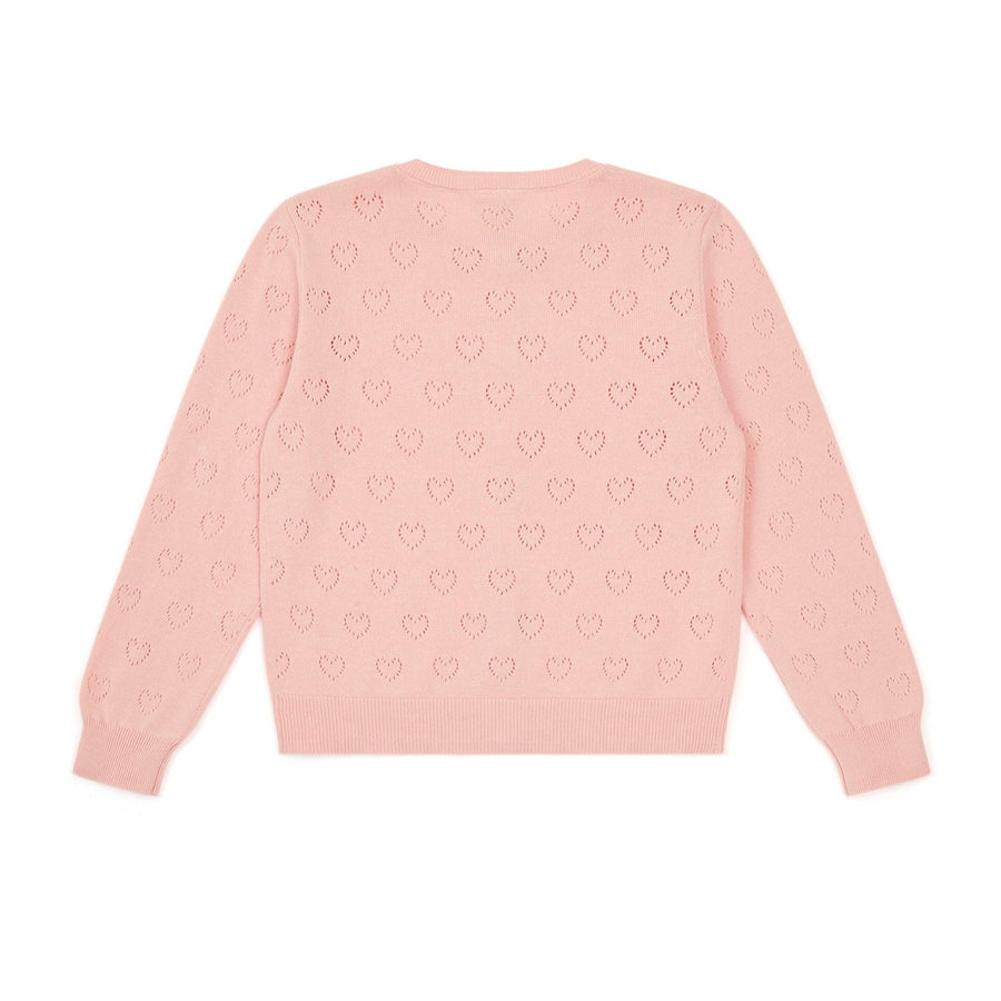 Lilou Pink Heart Knitted Cardigan