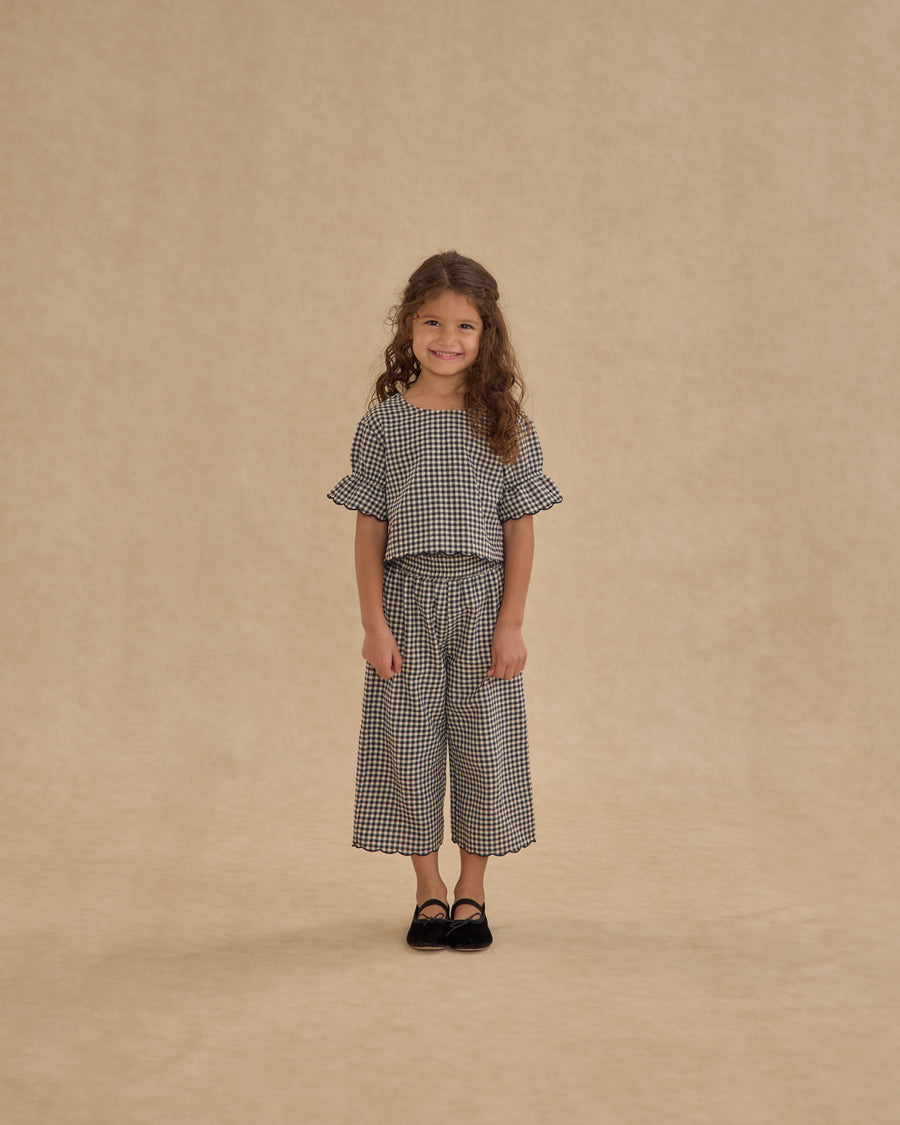 Wide Leg Gingham Pant