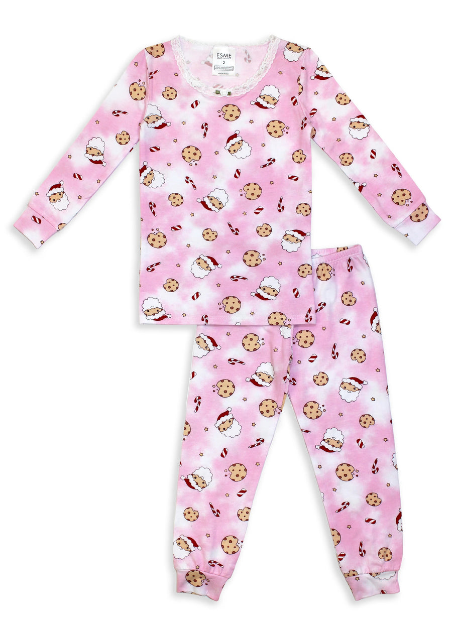 Pink Santa Cookie Pajama Set