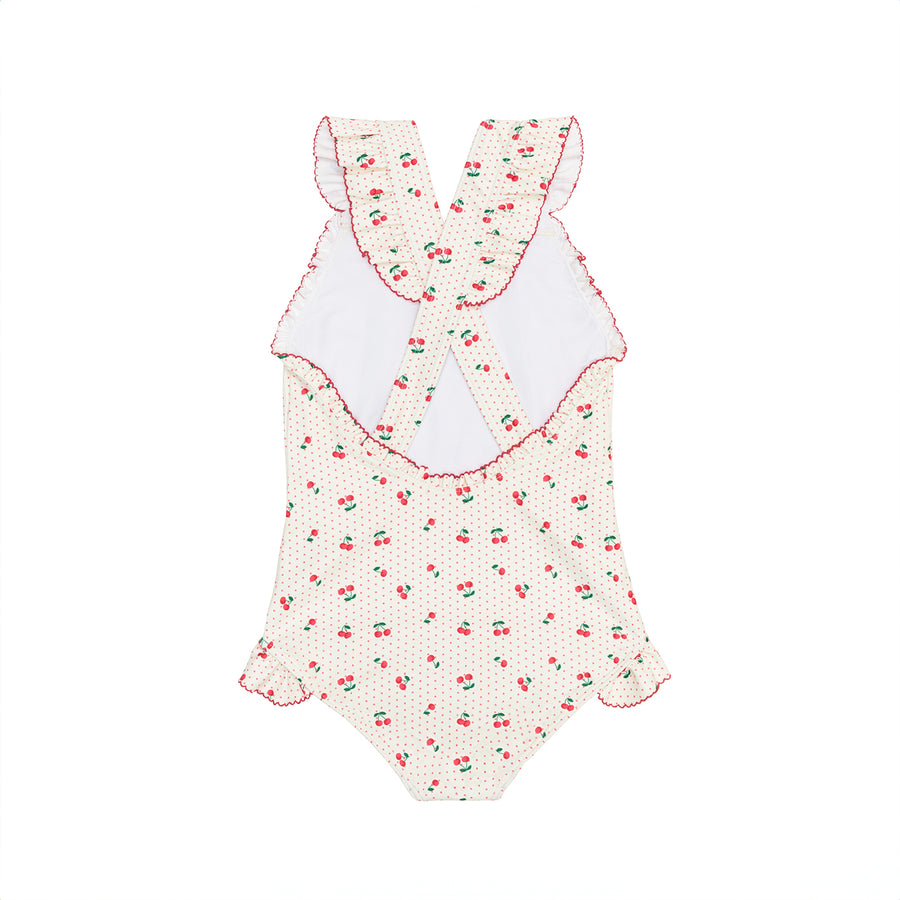 Summer Cherries Ruffle Edge One Piece Suit