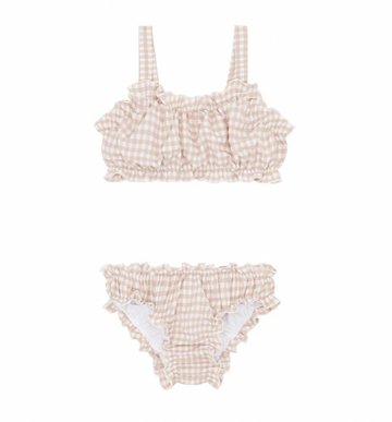 Crinkle Gingham Ruffle Edge Bikini