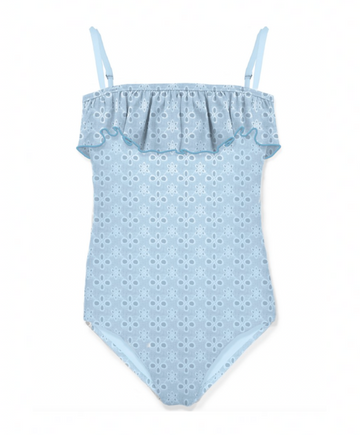 Brielle Blue Floral Embroidered Swimsuit