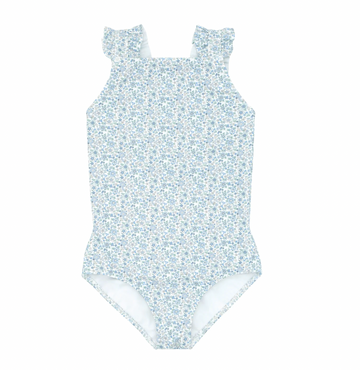 Slate Floral Ruffle Strap One Piece Suit