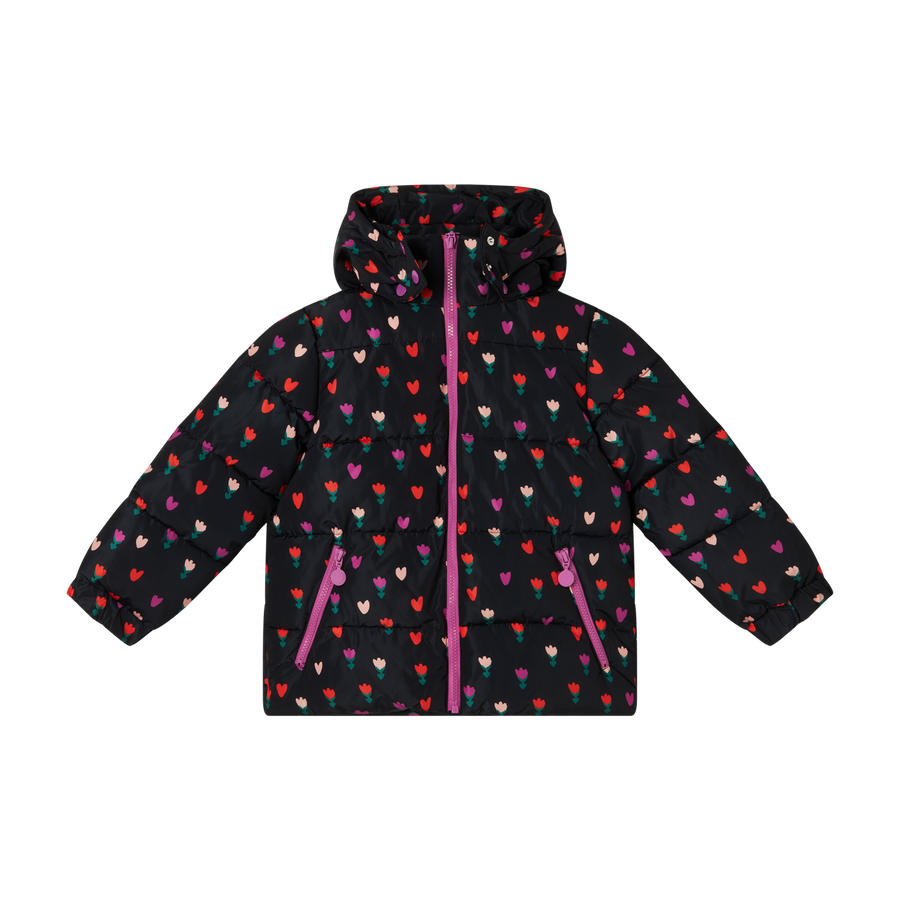 Hearts and Tulip Puffer Jacket
