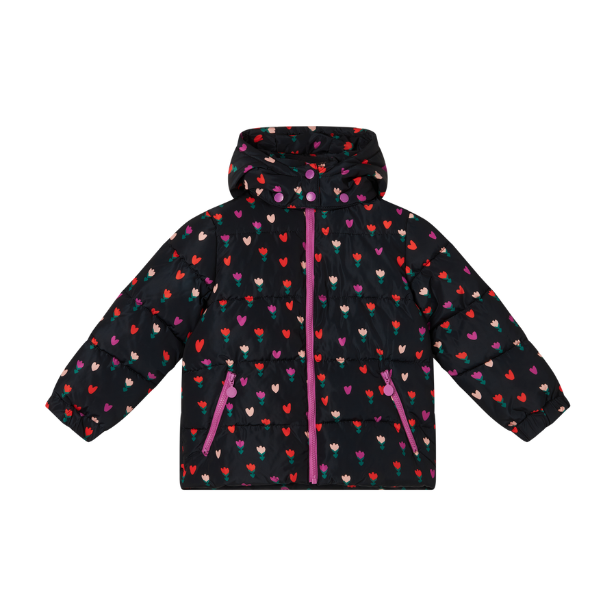 Hearts and Tulip Puffer Jacket