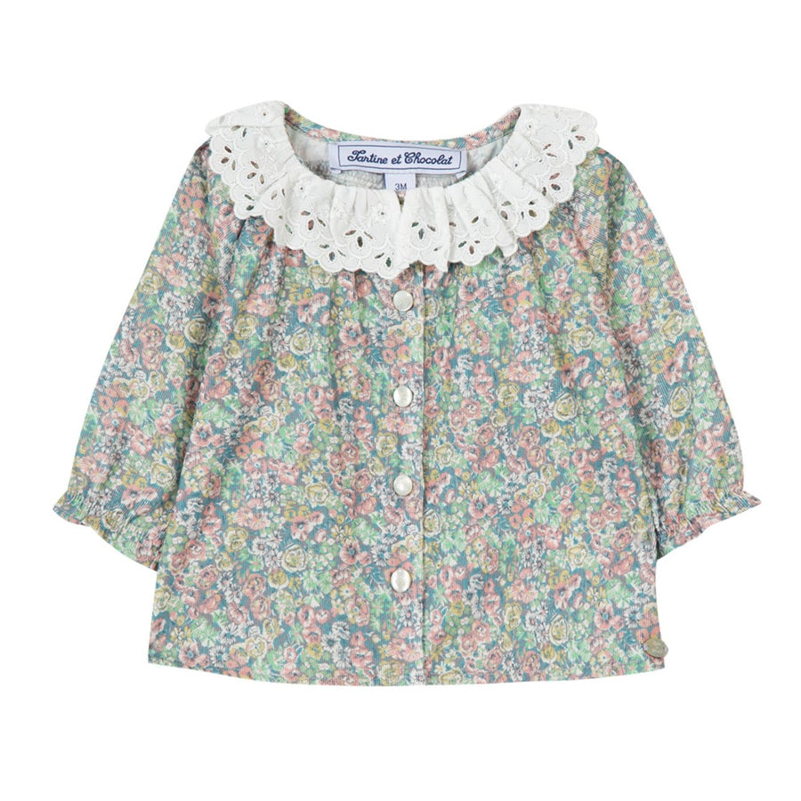 Liberty Print Openwork Collar Blouse