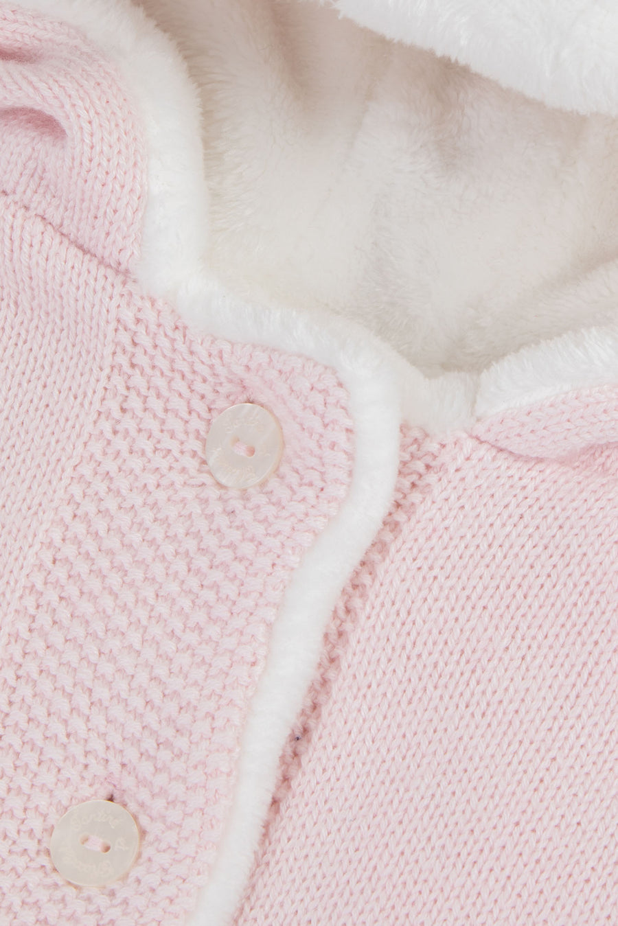 Pale Pink Knitted Faux Fur Jacket