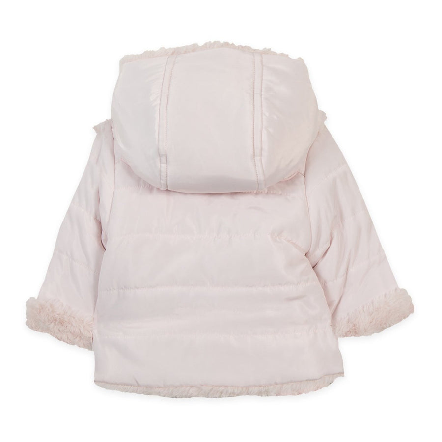 Pale Pink Reversible Faux Fur Puffer Jacket