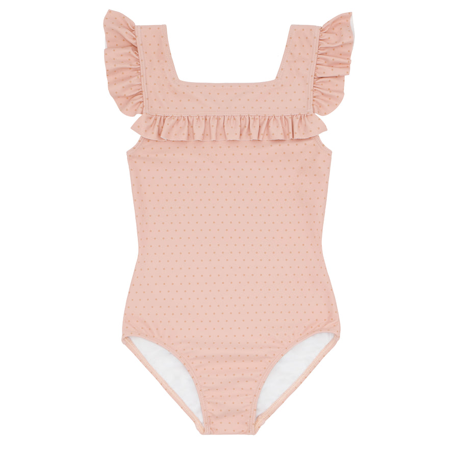 Pink Dot Square Neck One Piece Suit