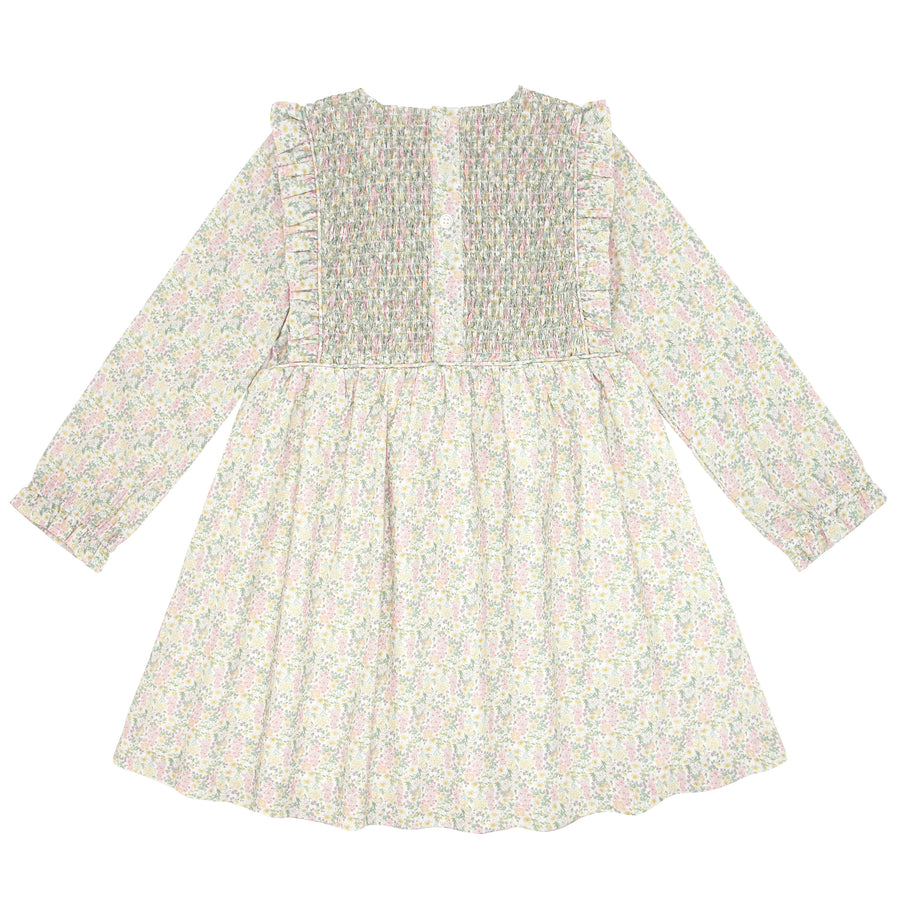 Bouquet Floral Long Sleeve Smocked Dress