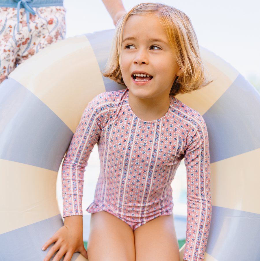 Floral Tile Rashguard One Piece
