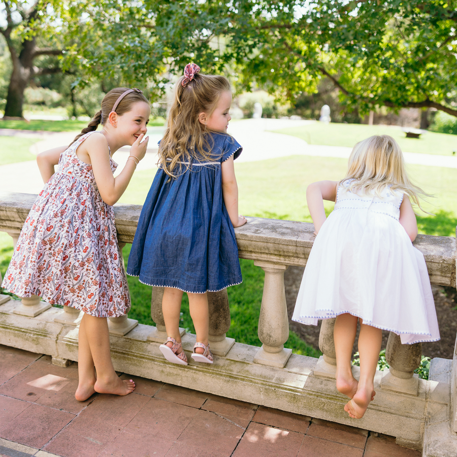 Feathered Floral Square Neck Dress