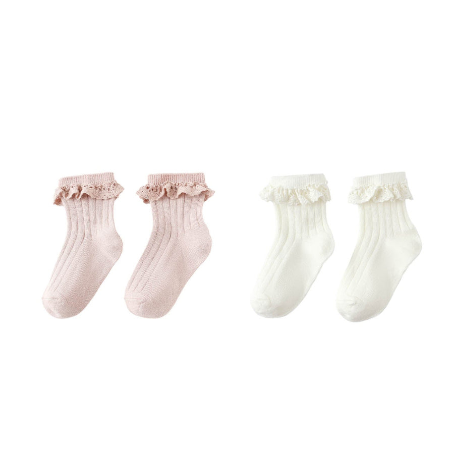 2-Pack Lace Trim Socks