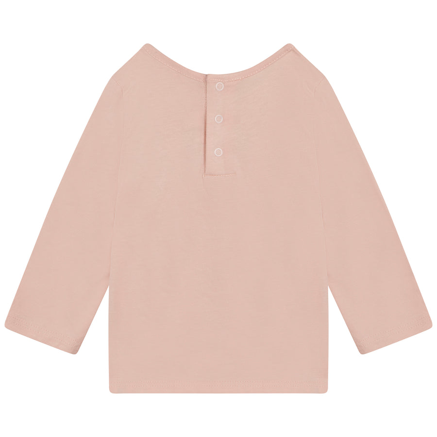 Pink Long Sleeve Embroidered T-Shirt