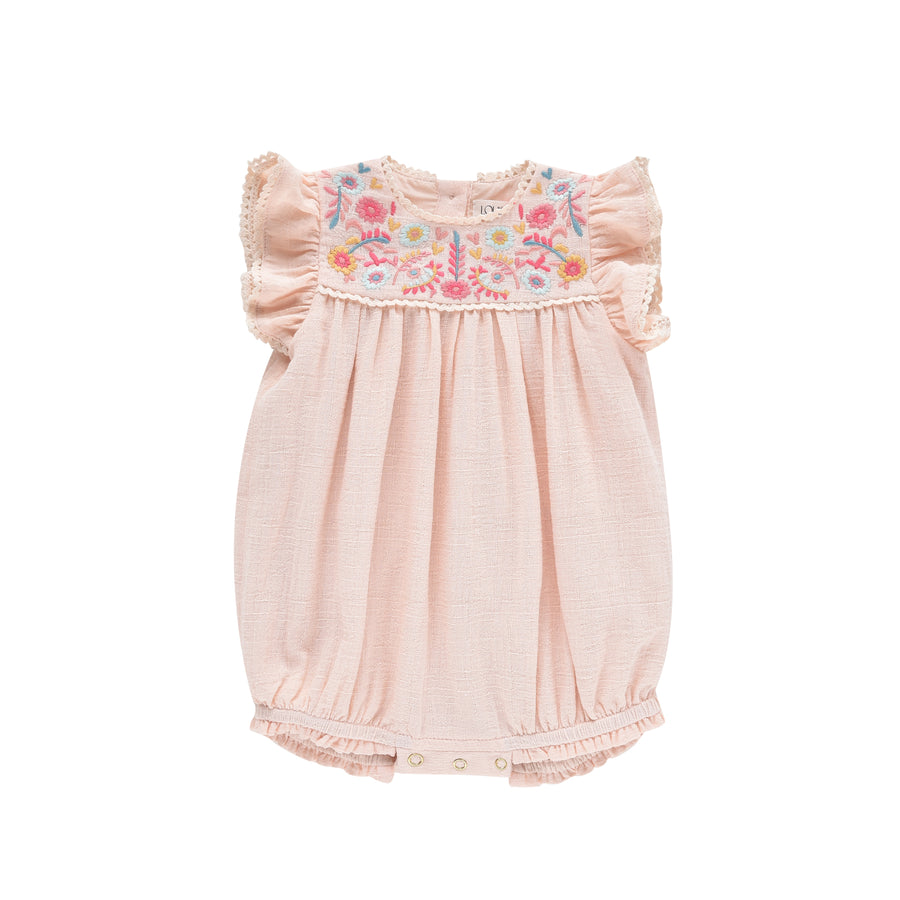 Maria Blush Floral Embroidered Romper