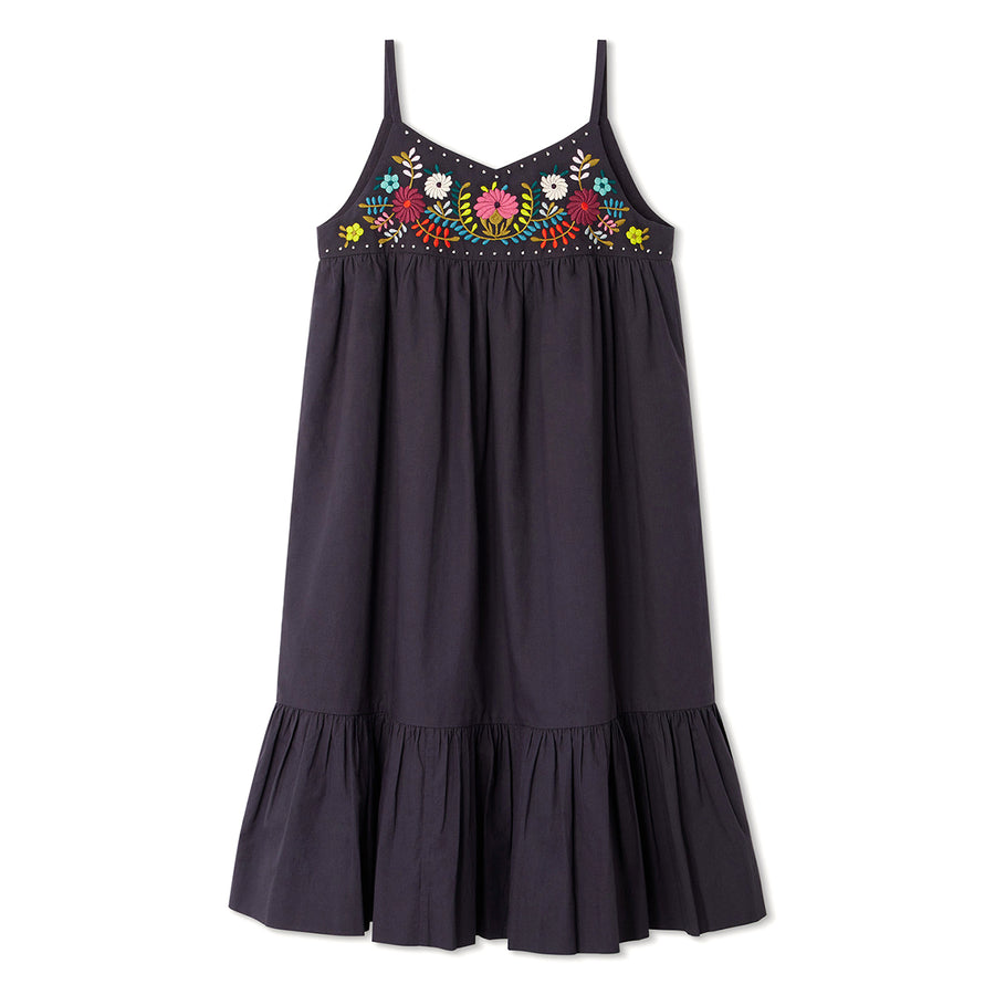 Anya Grey Floral Embroidered Dress