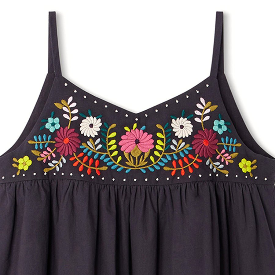 Anya Grey Floral Embroidered Dress