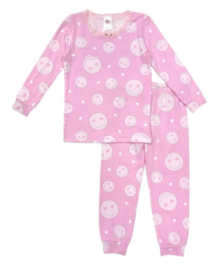 Pink Happy Face Pajama Set