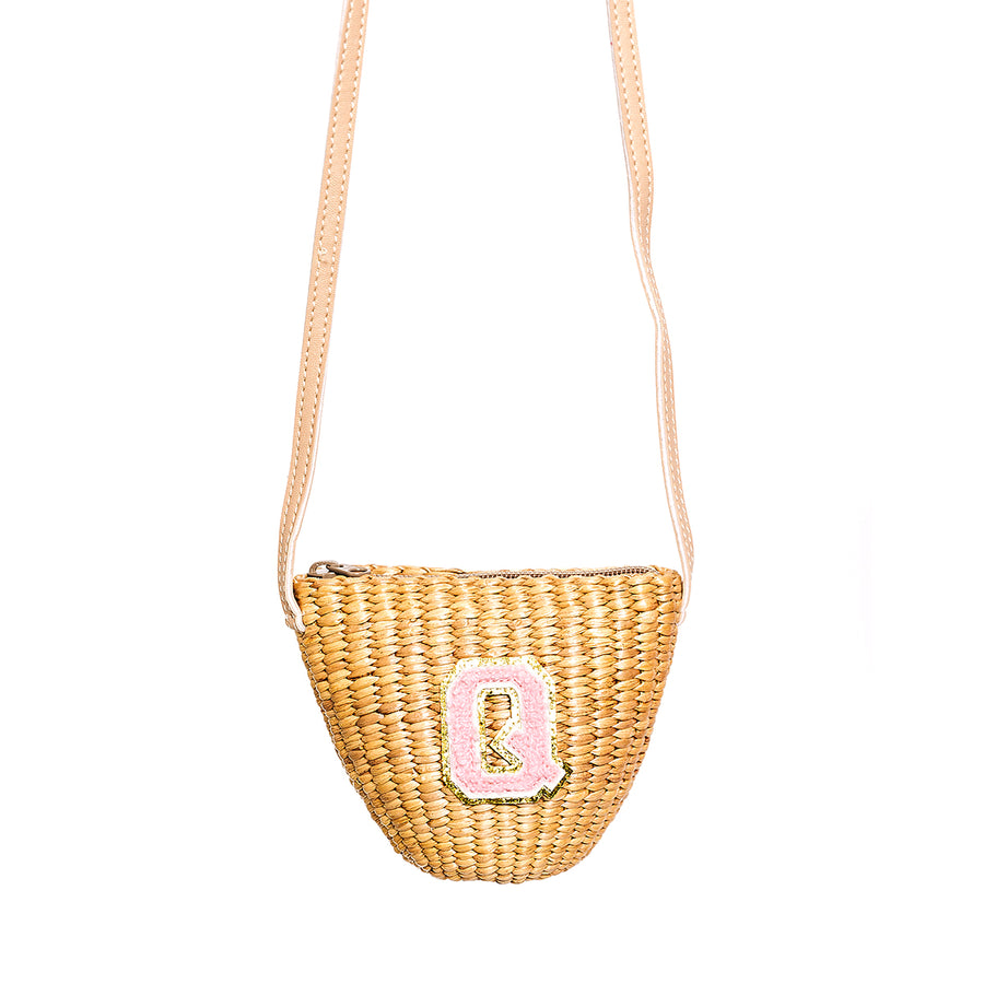 Personalized Varsity Letter Straw Bag