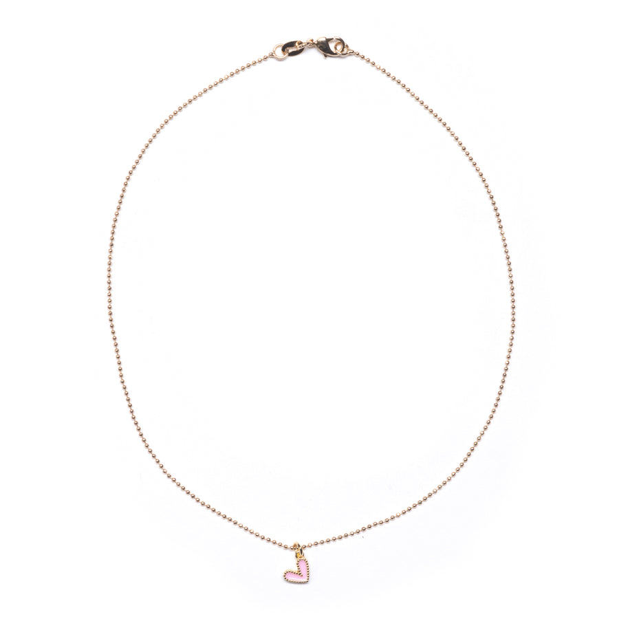 Kids Pink Heart Ball Chain Necklace