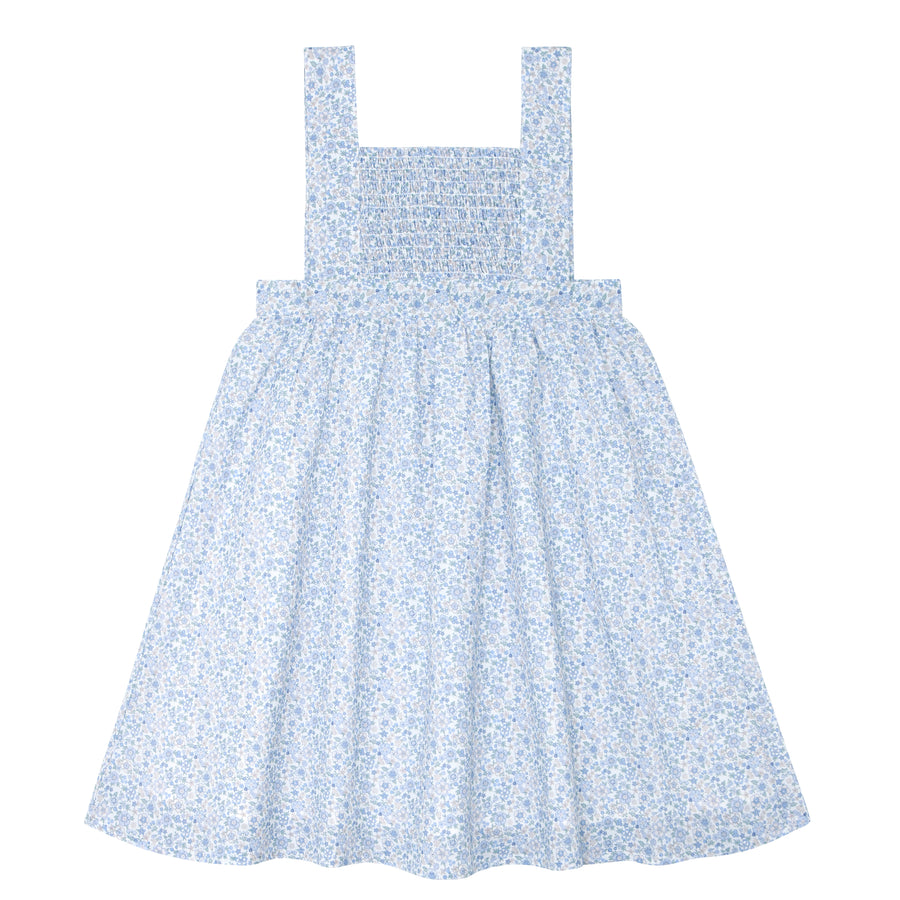 Slate Floral Smocked Bib Dress